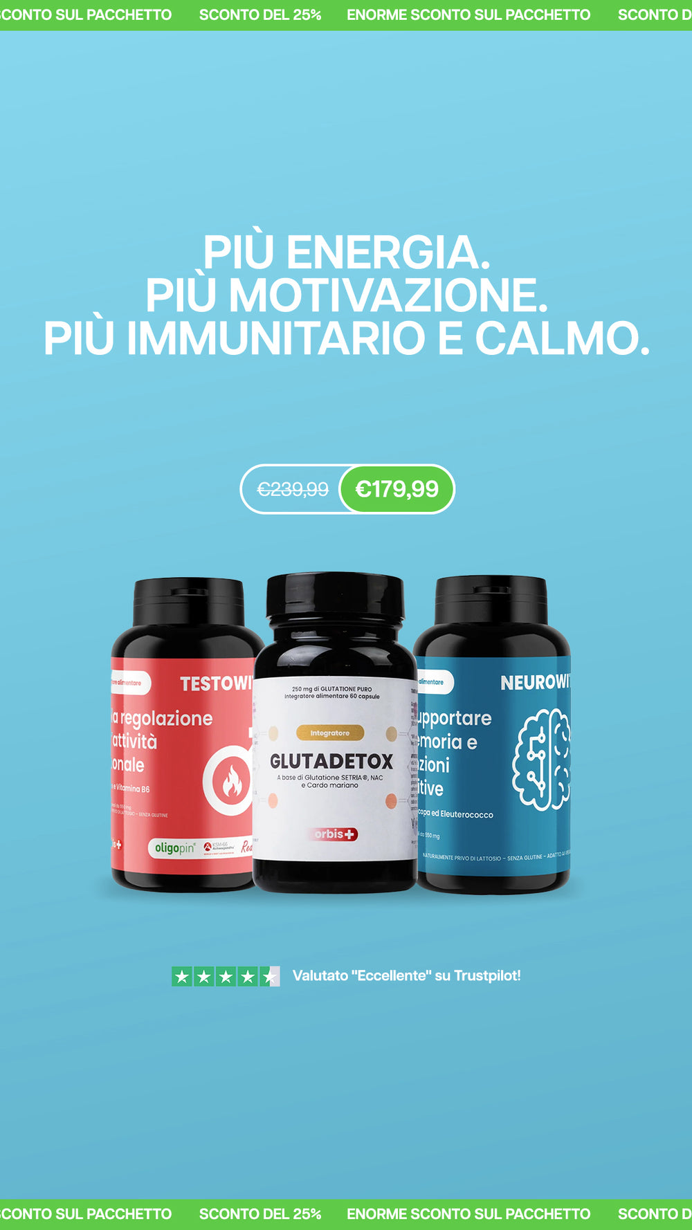 ⚡ ENERGIE ET MOTIVATION : 2x TESTOWIT + 2x NEUROWIT + 2x GLUTADETOX - ORBIS Lifestyle